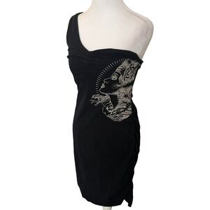 Black One‎ Shoulder Dress Graphic Print Bodycon Party Cocktail